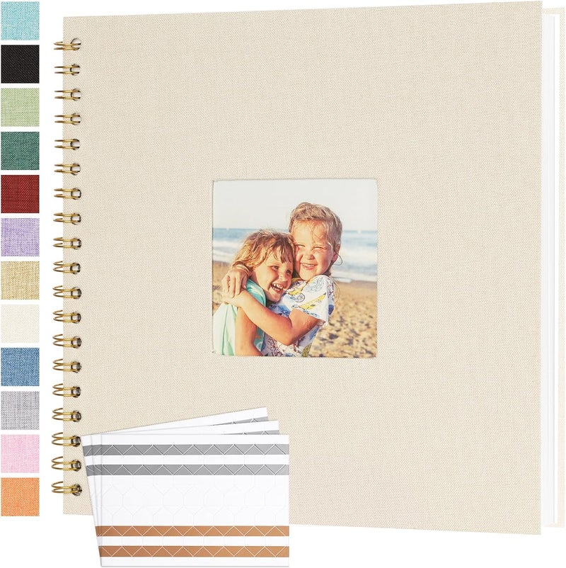 Bonyomor Scrapbook Photo Album 10x10 Inches 40 Pages Hardcover Kraft Paper Linen Cover Scrap Book Memory Book DIY Scrapbook Albums for Wedding Baby Boyfriend Travel Anniversary Family, Beige - Image 1